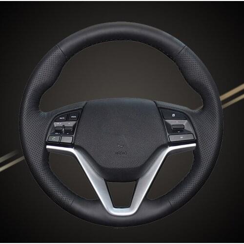 Car Braiding On The Steering Wheel Cover for Hyundai Tucson 3 2015 2016 2017 2018 2019 2020 Auto Braid Covers Car-styling