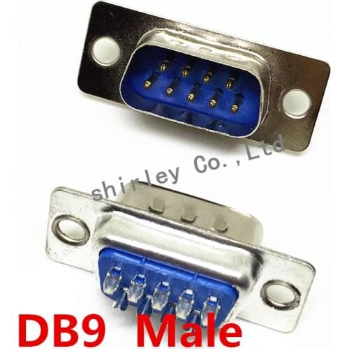 Free shiiping 50PCS New Rise serial port DB9 male socket/Plug connector 9pin copper RS232 COM socket