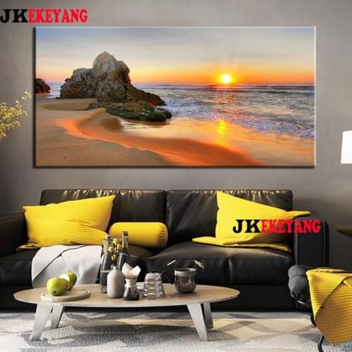 Large 5D Diy diamond painting Sunset seaside beach Diamond Mosaic Rhinestone Embroidery cross stitch Y4399