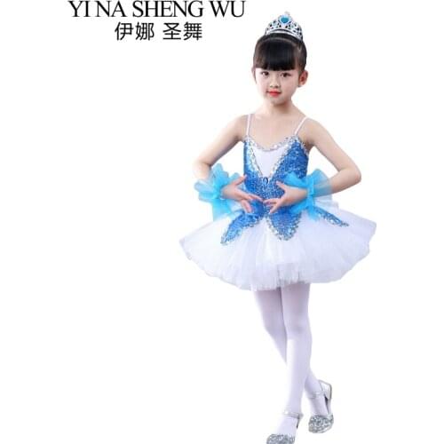 New Childrens Ballet Tutu Skirt Child Sequin Strap Dance Practice Clothes Tutu Skirt Children Dance Performance/Practice Skirt