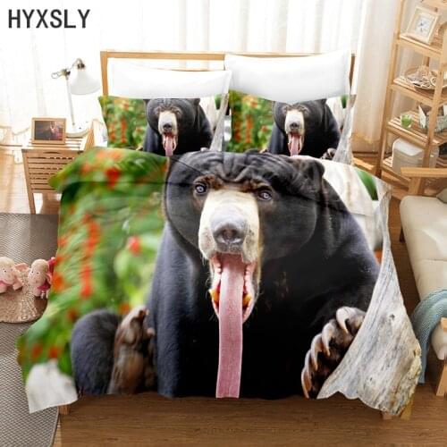Wild Animal Black Bear 3D Bedding Sets Kids Boy Adlut Room Decoration Custom Design Printing Duvet Cover Bedclothes 2/3pcs Set