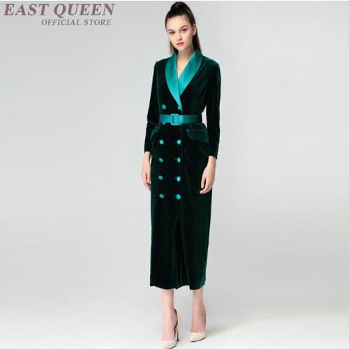 Double breasted women ladies long business office dress dinner social interview sexy autumn winter dress DD409 F