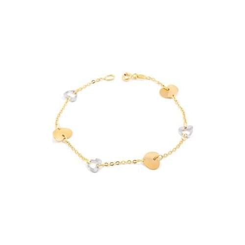 Bracelet bicolor girl or women smooth hearts and openwork