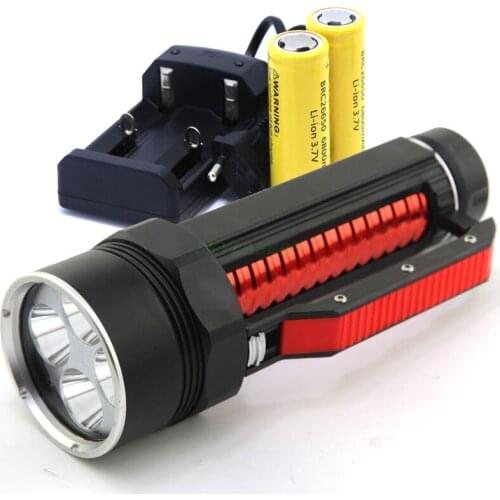 4* XM-L2 LED 3800 Lumens Super Bright Flashlight for diving,hiking,camping Waterproof Lantern lamp &2*26650 Battery&Charger