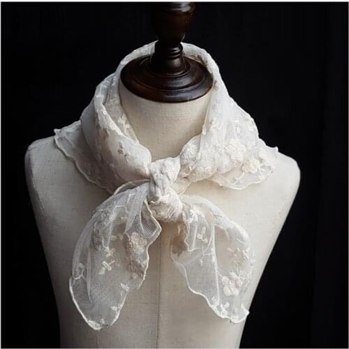 Gothic Lace Flower Embroidery Scarf Lolita Princess Lace Sweet Square Scarf Female Head Neck Bandana Scarves Neckerchiefs Sjaal