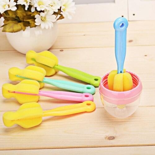 14cm Newborn Baby Kids Bottle Sponge Straight Handle Brush Feeding Milk Bottle Brush Cleaning Accessories Free Shipping