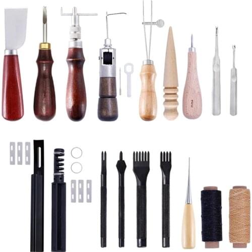 KAOBUY Leather Craft Tool Kit Hand Carving Sewing Stitching Punch Work Saddle Professional Leathercraft Accessories