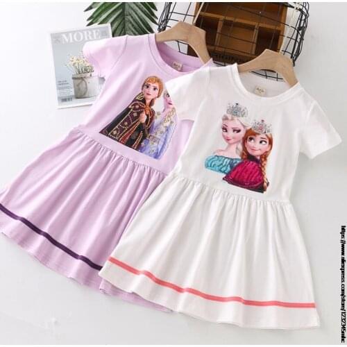 Disney Girl Summer Dress High-Grade Princess Frozen Elsa Kids Clothes Vestidos for Birthday Party Costume Cosplay child dresses