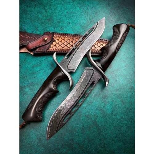 Vg10 Damascus Steel Blade palisander Handle Handmade Collection 61 HRC Survival Straight Knife Outdoor Hunting Knives EDC Tool