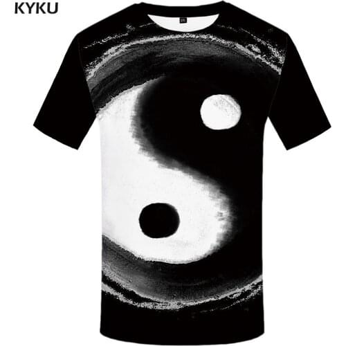 KYKU Brand Yin Yang Tshirt Men Black Vintage T-shirt Graphic 3d T Shirt Hip Hop Tee Cool Casual Mens Clothing Summer Streetwear