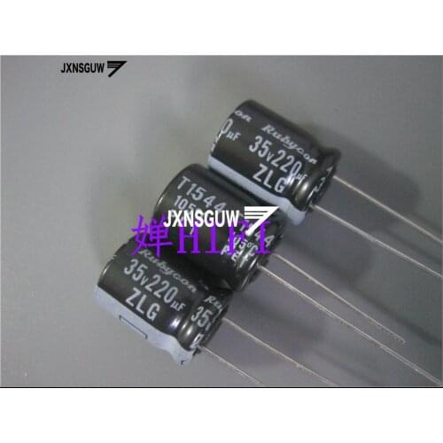 20PCS NEW RUBYCON ZLG 35V220UF 10X12.5MM Aluminum electrolytic capacitors 220uF/35v 105 degrees 220UF 35V