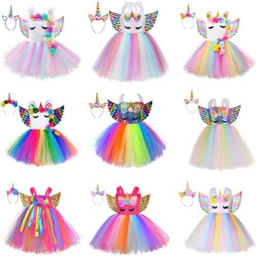 Girls Dress Christmas Sequin Kids Unicorn Dresses For Girls Halloween Party Princess Dress Children Clothing vestidos 1-8 Years