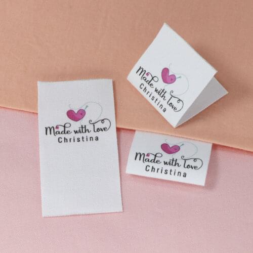 Custom Clothing Labels - Personalized Brand , Organic Cotton Ribbon Labels , Logo or Text, Sewing Labels (FR080)