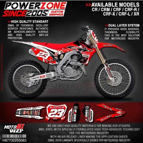 PowerZone Custom Team Graphics Backgrounds Decals 3M Stickers Kit For HONDA CRF250R 2014-2017 CRF450R 2013-2016 083