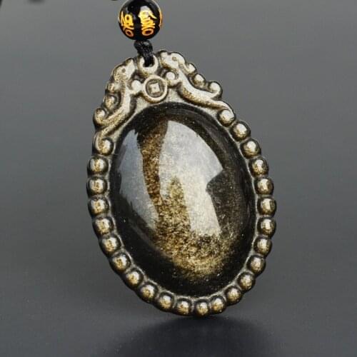 Drop Shipping Womens Necklace Pendant Natural Obsidian Pendant Gift for Women Fine Jade Jewelry Free Shipping