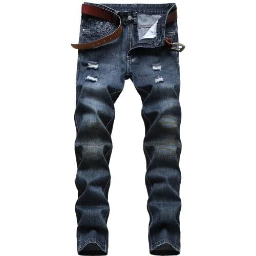 Ripped Jeans Male Personality Camouflage Splicing Tide Pants European American Mens Fashion Denim Trousers