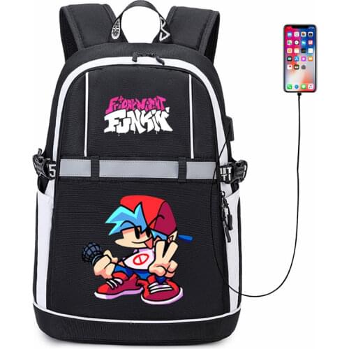 New Game Friday Night Funkin Backpack Cosplay Kids Man Women Oxford Reflective Stripe Schoolbag Travel Bags