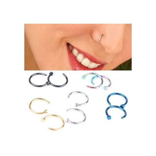 SaYao 2pcs 8mm Free shipping Medical Nostril Hoop Nose Ring body piercing jewelry Fashion stainless steel COLORFUL nose stud