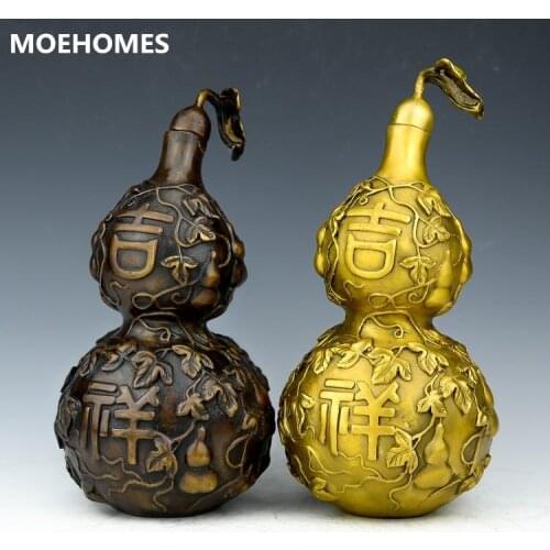 MOEHOMES archaize of copper gourd Good luck and peace fengshui geomancy statue family decoration metal crafts