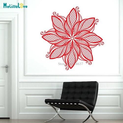 Traditional Craft Three Petal Flower Mandala Wall Sticker Home Art Decor Living Room Motivational Yoga Poster Vinyl BA967