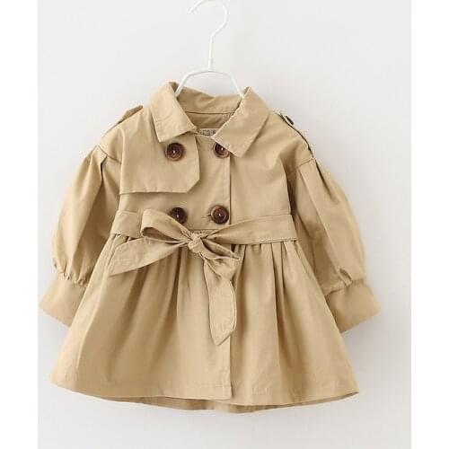 Popodion 2020 Girl Trench Coat Childrens Double-breasted Pure Color Windbreaker Girls Jacket CHD20320