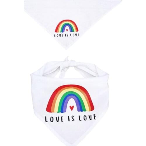 Pet Dog Rainbow Triangular Bandanas Tropical Style Rainbow Pattern Double Layer Collar Washable Triangle Scarf Accessories