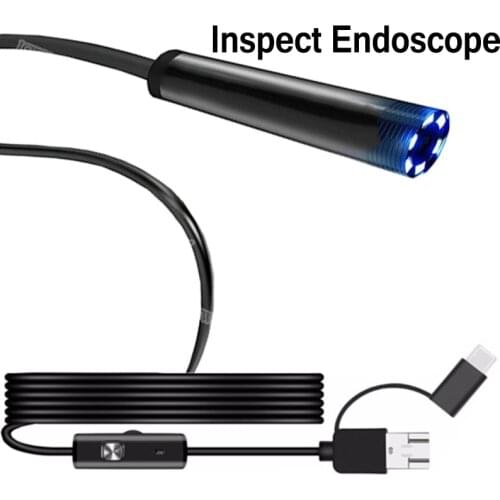 Android USB Endoscope Camera 5.5mm 7mm Lens Snake Soft Cable Tube Inspect Endoscope 6 Leds Light Waterproof Borescope For Phone