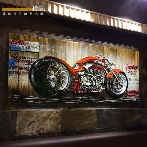 Vintage nostalgia industrial decorative painting creative all-match motorcycle wall decoration modern simple bar adornment