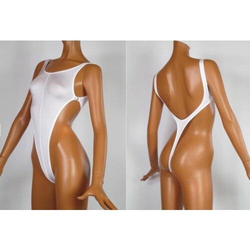 High Quality Solid White Thong One Piece Swimwear Backless High Slit Swimsuit G String Women Thong Swimsuits Sexy Bathing Suits