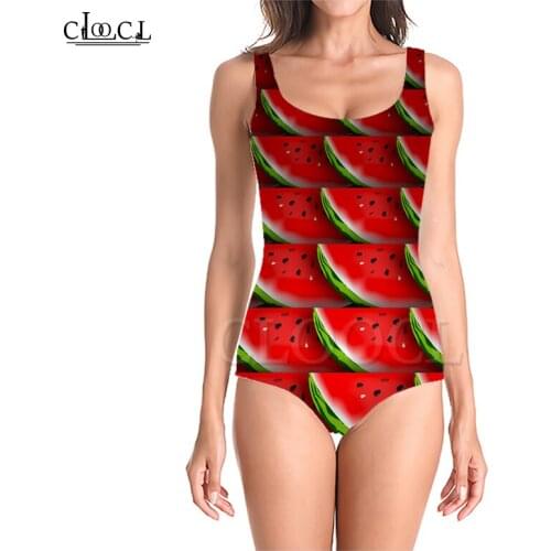 CLOOCL Newest Fashion Fruit Watermelon 3D Print One-piece Swimwear Women Swimming Bathing Suit Sleeveless Sexy Swimsuit