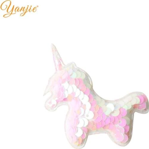 10 pcs/lot Charming Flip Double-sided Sequins Horse Horn Felt Pads Kids Girl Barrette DIY Hair Accessories For Women Hair Clip