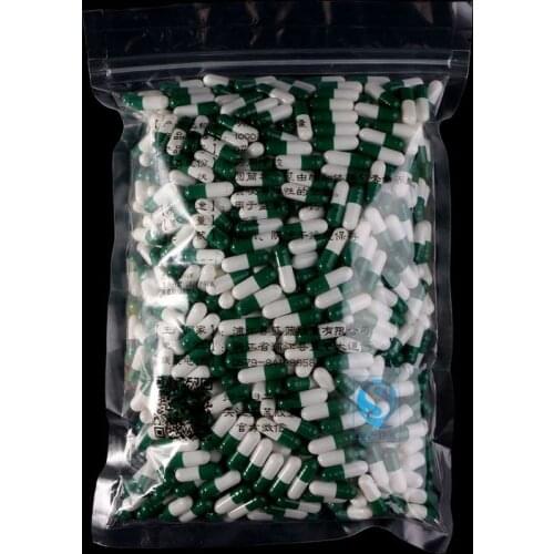 1000Pcs Green And White Empty Hard Gelatin Capsule Size 0# Medicine Pill Capsule
