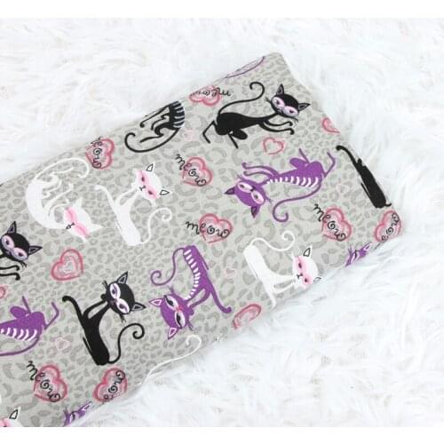 140CM Slim Cats Print 100% Cotton Fabric Cloth Sheet Clothes Making Home Textile Handmadde Bag Material