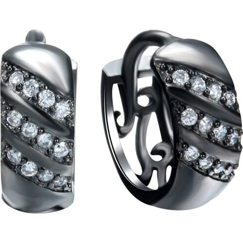 2016 wholesale fashion Black Gun Plated silve plated Zircon Earrings Summer New product jewelry for women wedding office