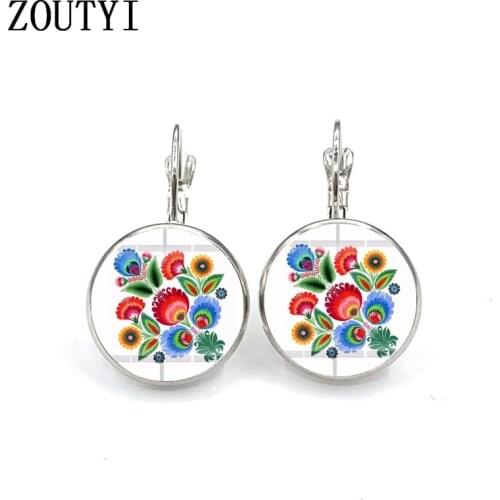 2019/New Bohemian animal print earrings, convex glass inlay earrings, ladies wear earrings jewelry gifts