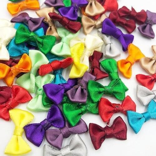 50 pcs Small Satin Ribbon Bows Flower Appliques sew Craft Kids cloth Lots Upick A128