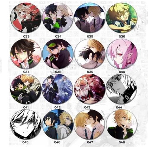 8pcs/set 2.6inch Anime Badge Seraph Of The End Owari No Anime Yuichiro Hyakuya Hiiragi Shinoa Brooch Badge Anime Badge