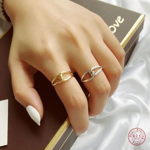 925 Sterling Silver Intertwined Love "Never Be Separated" Rope Knot Couple Ring Girlfriend Gift Wedding Proposal Jewelry
