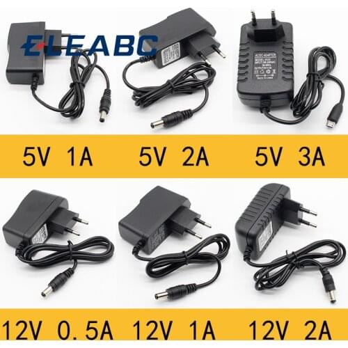1pcs 100-240V AC to DC Power Adapter Supply Charger adapter 5V 12V 1A 2A 0.5A EU Plug 5.5mm x 2.5mm/5v3aDC Plug Micro USB