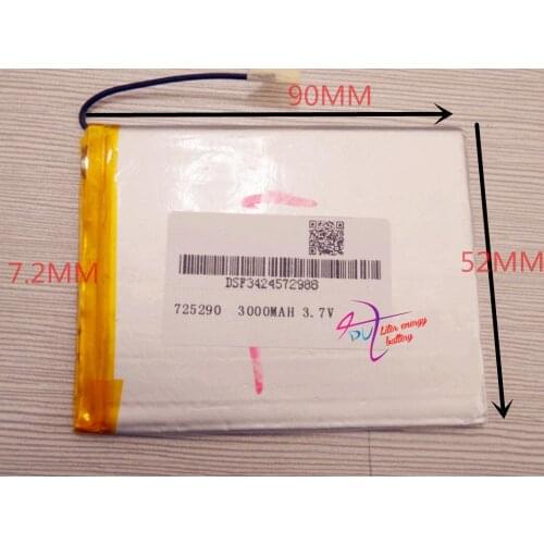 Tablet battery 3.7V 3000mah 725290 tablet battery with protection board For PDA Tablet PC Digital Product