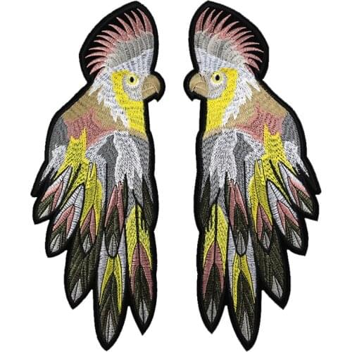 Clothing accessories fashion embroidery wing patch stickers down jacket DIY decorative hole large parrot applique cloth stickers