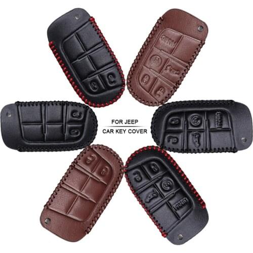 Car Accessories Key Cover Case For Jeep Grand Cherokee Compass Renegade Wrangler JK Hand-woven Smoky Grey Metal Keyring Keychain