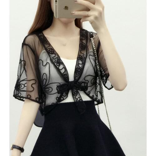White Black Lace Bolero Shrugs For Women Short Sleeve Bolero Femme Wedding Bridal Summer Protection Jacket Cape For Dress