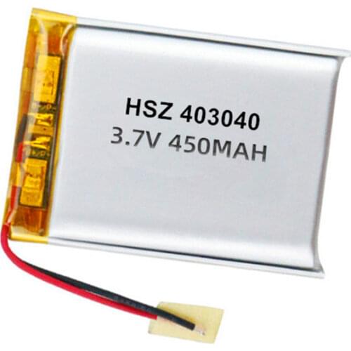 Free shipping by DHL Fedex 100pcs UN38.3 403040 043040 450mAh 3.7V Li polymer rechargeable battery with plug GPS tracker battery