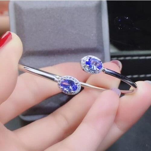 100% Natural And Real Tanzanite Bangle 925 Sterling Silver For the Party