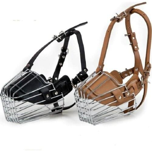 Black / Brown Strong Metal Wire Basket Dog Muzzle For Large Dog Amstaff Pitbull Bull Terrier Anti-Bite Bark Chew Muzzles