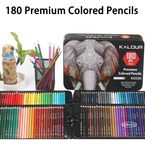 Colored Pencils with Metal Box 180 Unique Coloured Pencils and Pre Sharpened Crayons for Coloring Book-Ideal Christmas Gift pens