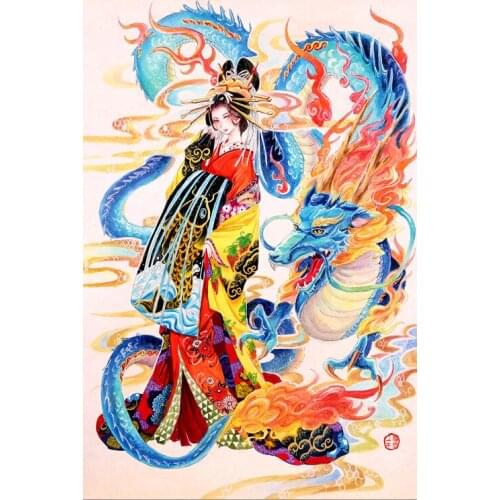 Girl and dragon The wooden puzzle 1000 pieces ersion jigsaw puzzle white card adult childrens educational toys