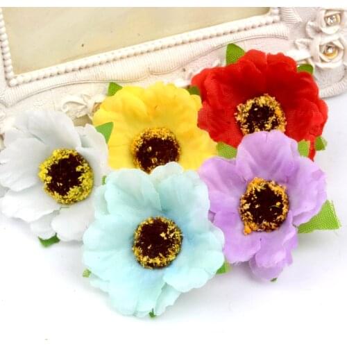 10pcs/lot 4cm Mini Poppy Silk Cherry Blossoms Artificial Rose Flower Heads For Wedding Decoration Scrapbooking DIY Wreath