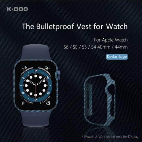K-Doo Kevlar Edge genuine carbon fiber bumper ultra slim & lightweight case real bulletproof material for Apple Watch 40mm/44mm